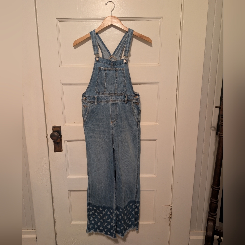 Zara Girls Disney Mickey Mouse Denim Overalls 13-14